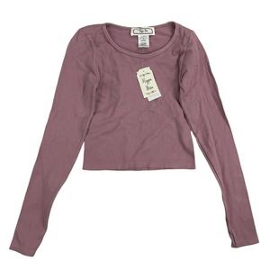 Hippie Rose Juniors Seamless Long Sleeve Ribbed Scoop Neck Shirt Lilac Purple S